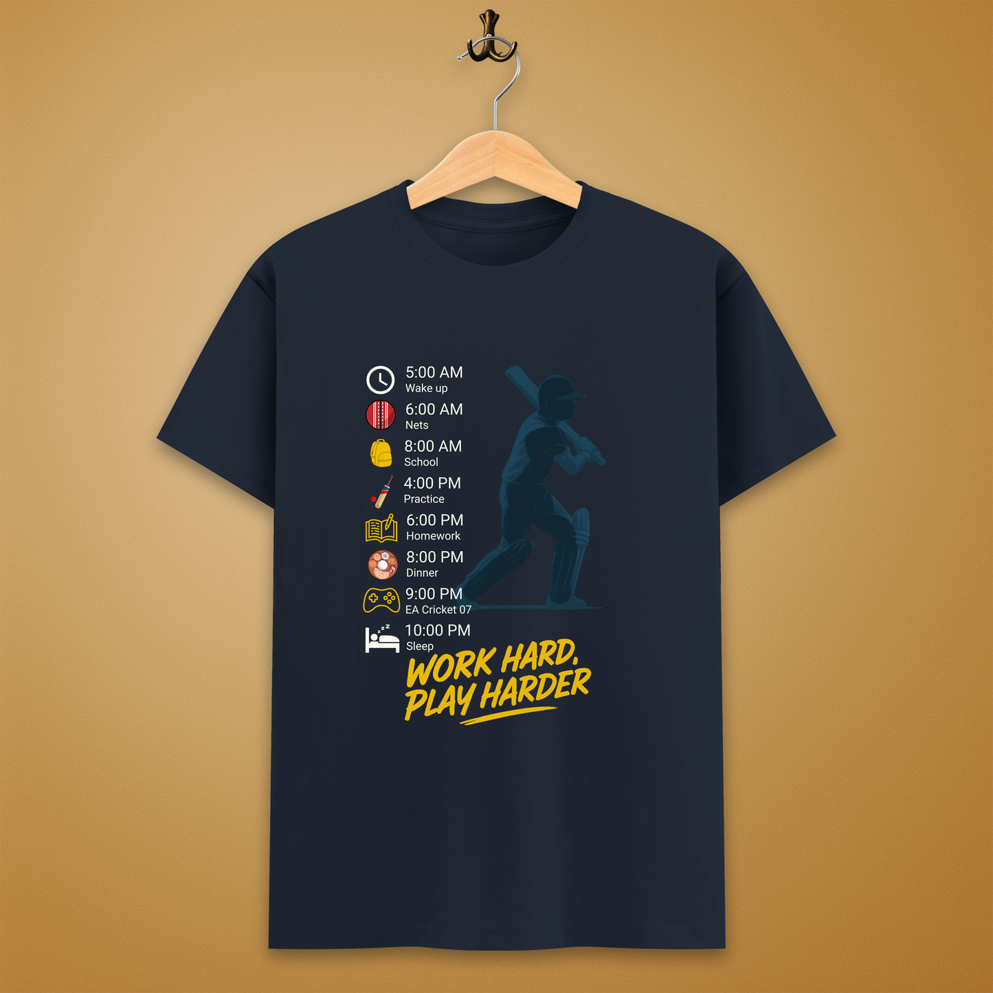 Work Hard, Play Harder Crew T-Shirt – Unisex | Street Cricket Series